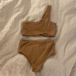 Aexae swim one shoulder high rise bikini set